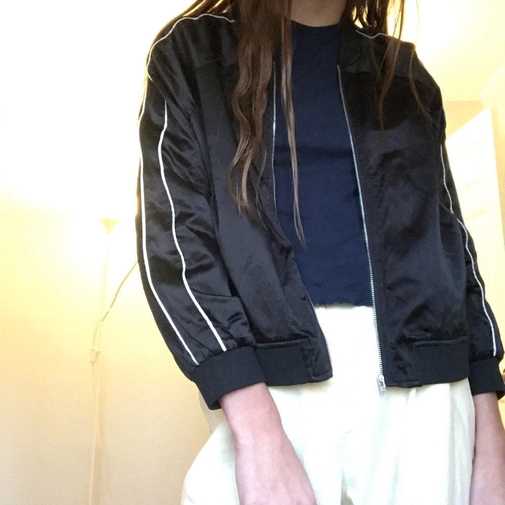 brandy melville silk varsity jacket
